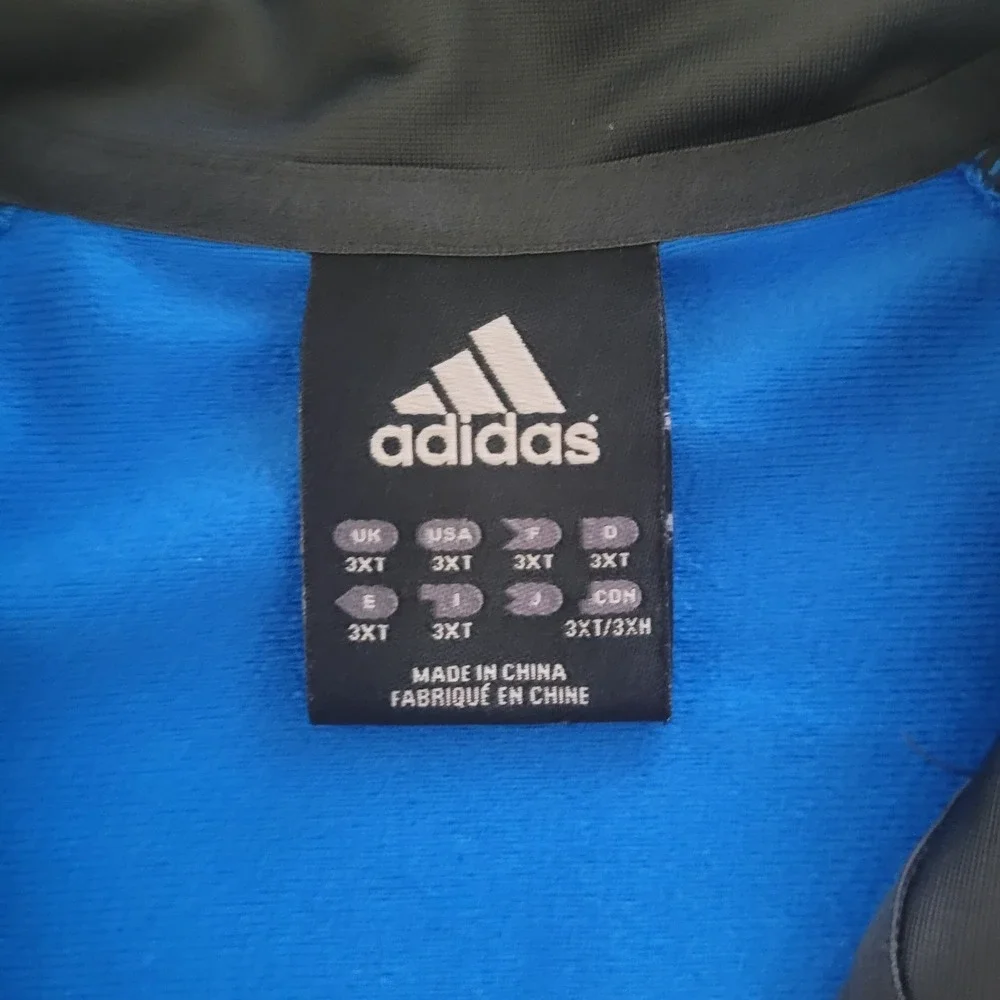 Adidas Track Jacket Mens 3XT Blue Colorblock Full Zip Three‎ Stripes